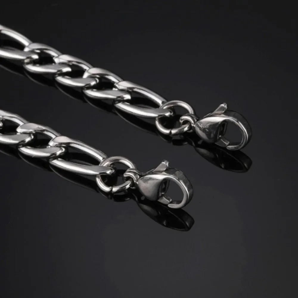 Minimalist Mens 5mm Silver Figaro Chain Necklace Womens Necklace Choker Chain - Picture 3 of 4